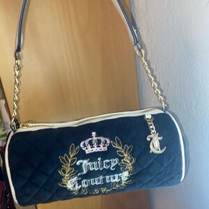 Juicy Couture Navy Quilted Shoulder Bag with Gold Accents